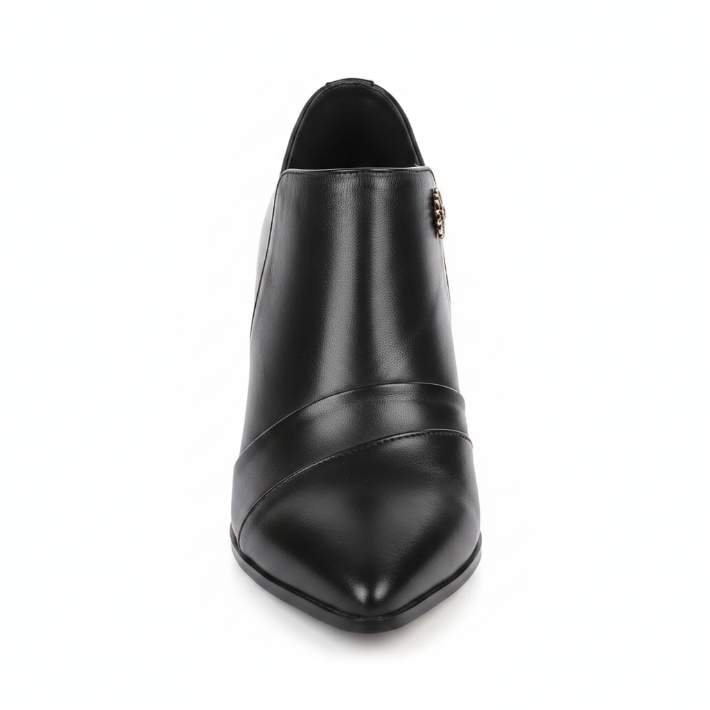 Ankle Boot Valentina Noir Couro Preto | Salto Bloco