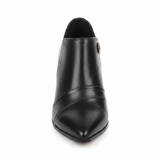 Ankle Boot Valentina Noir Couro Preto | Salto Bloco